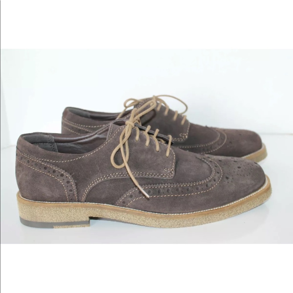 New Bass Brian Brown Leather Suede Oxford Brogue Wing Tip Men Shoes Lace Sz 7